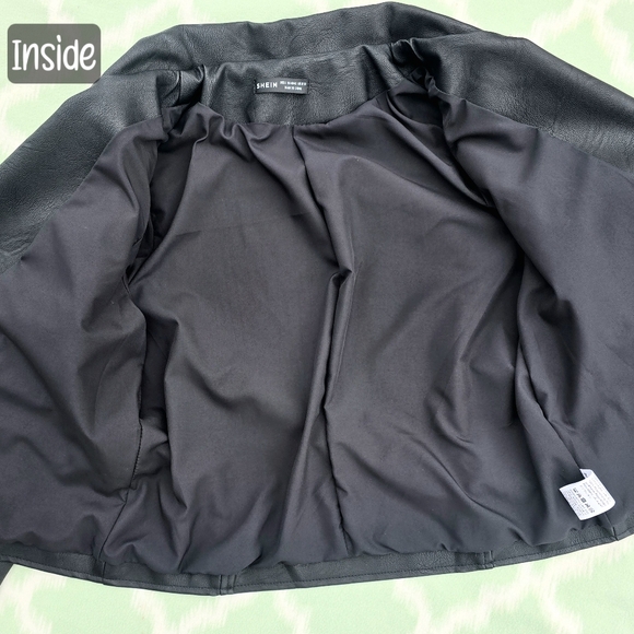 🟢NWOT Womens Black Lapel Collar Belted Zip Up Moto Leather Jacket Size L (8/10) - Picture 5 of 13